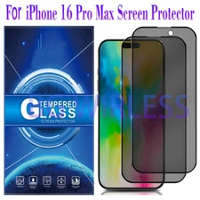 1/2 Pack  For iPhone 16 Pro Max Anti Spy Privacy Full Coverage Screen Protector