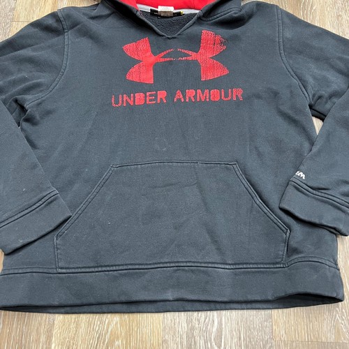 UNDER ARMOUR Graphic Pullover Black Hooded Sweatshirt Hoodie Boy's Size Large - Picture 5 of 9
