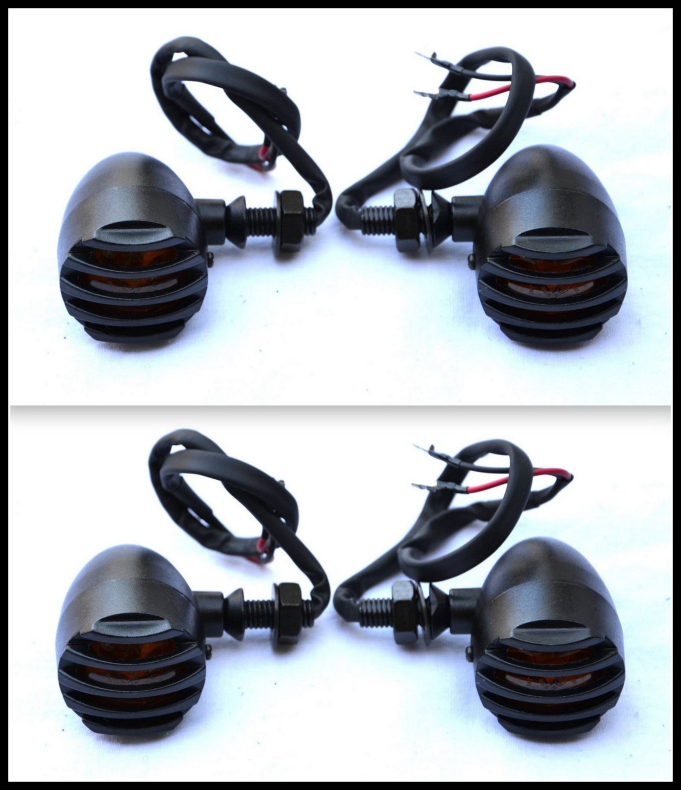 Clignotants moto en métal noir anti-casse avec grille pour remplacer vos optiques en plastique