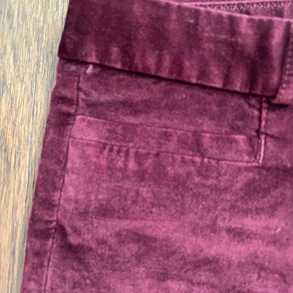 Pantalón Banana Republic Mujer Talla 4 Hol Borgoña Terciopelo Sloan Ajustado Vacaciones Ciruela Foto 3 de 4