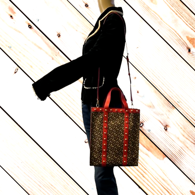 New Authentic Burberry TB logo printed vertical shoulder bag for