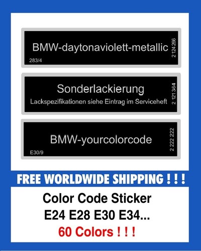 Aufkleber fur BMW Farbe Aufkleber Decal E24 E28 E30 E32 E34 Pre-FL+3 Kostenloss  - Picture 1 of 4