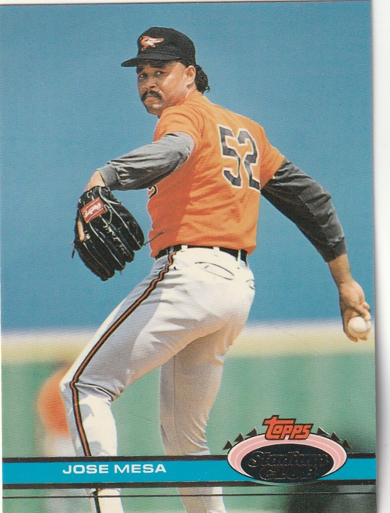 FREE SHIPPING-MINT-1991 Topps Stadium Club Jose Mesa #380 ORIOLES +BONUS CARDS