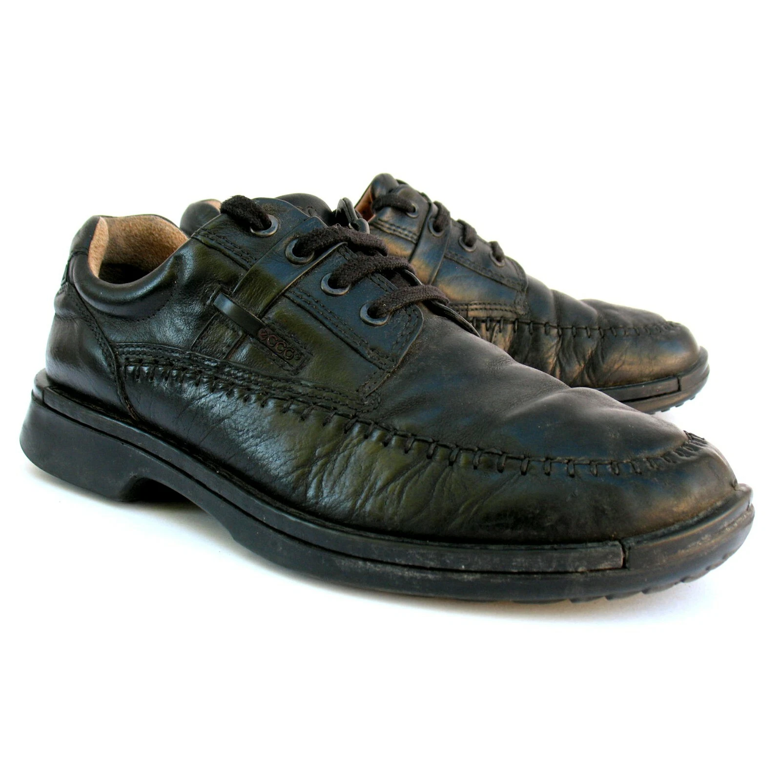 Ecco Mocassini stringati pelle nera punta grembiule taglia uomo 9 (42 EU)