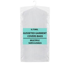 0.00075 Mil Gusseted Garment Bag Cover Suits Bags Dust Cover /Dustproof /Hanging