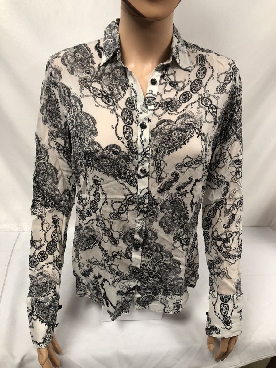 Chemisier Femme Faith Connexion - Taille S, Noir Et Blanc Motif Floral - Viscose/coton - Neuf Avec étiquette