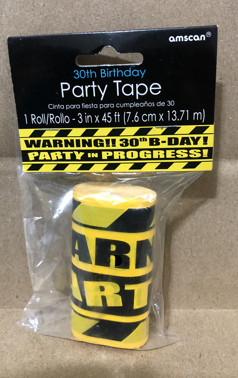 WARNING 30th BDay! YELLOW CAUTION TAPE DECORATION 1 Role 3” X 45
