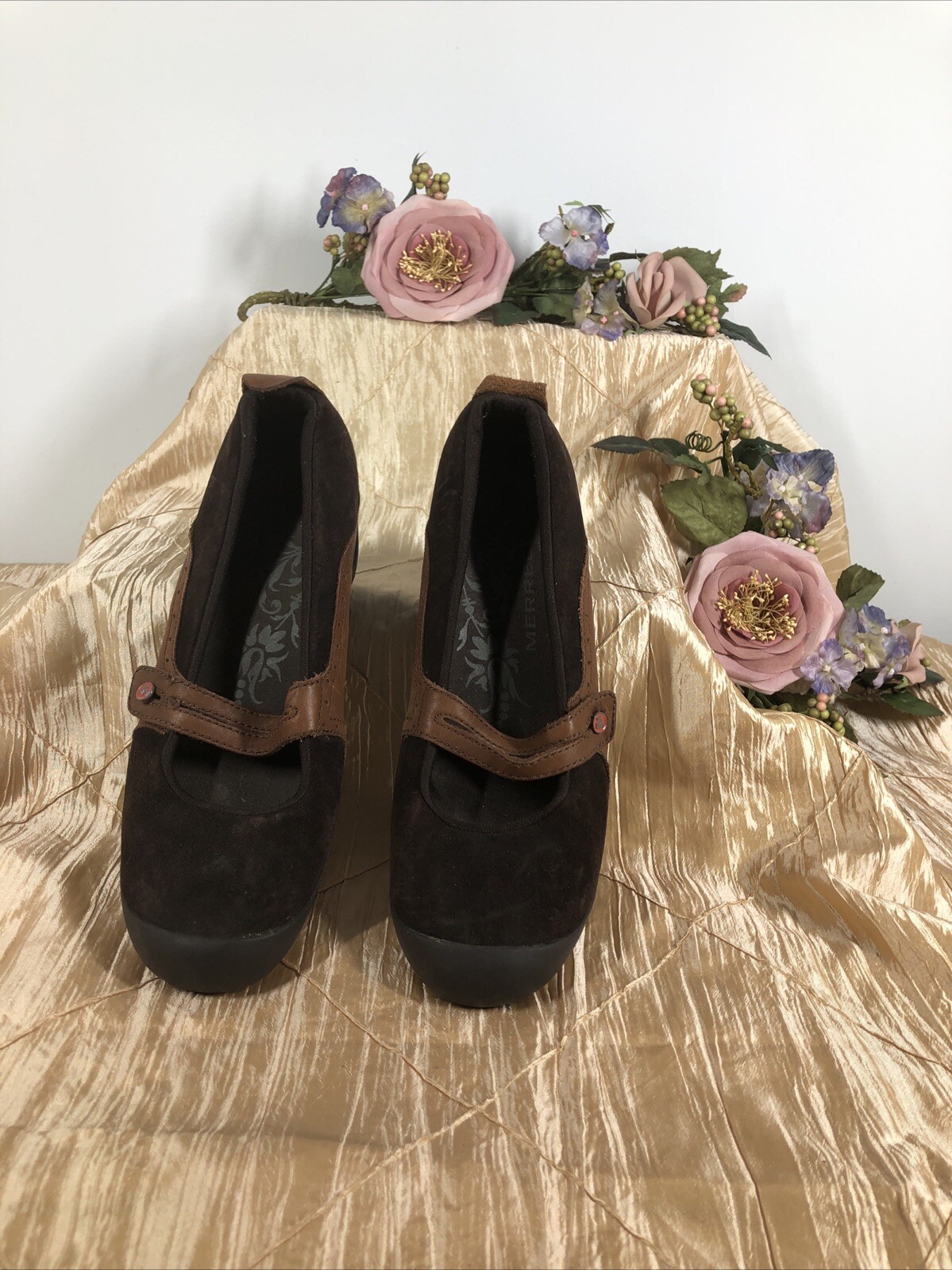 Merrell Plaza Bandeau Expresso marrone Mary Jane scarpe in pelle scamosciata da donna taglia 11