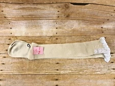 URBANOLOGY Knee High Boot Socks w/ Lace & Buttons Oatmeal Shoe Sz 4-10 💗New💗