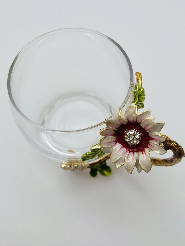 Taza de té de vidrio esmaltado con cristal de girasol sin plomo Foto 4 de 4
