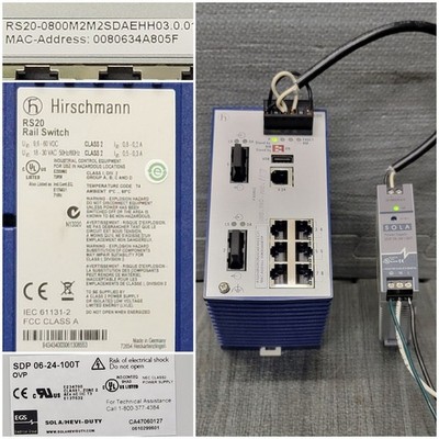 HIRSCHMANN RS20-0800M2M2SDAEHH03.0.01 Rail Switch With Power Supply - Tested!