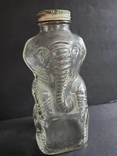 Vintage 1950s Elephant BANK Grapette Soda Syrup Glass Coin 7 1/4" w/ Lid