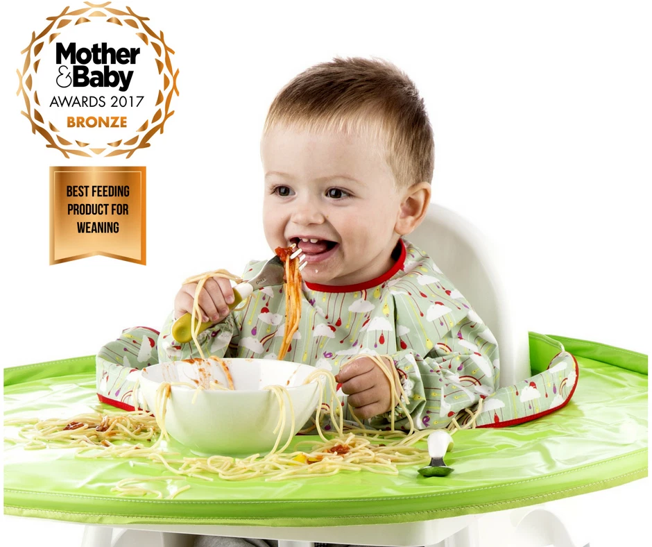 All in one bib & tray kit for highchairs or booster seats 6m+ Green