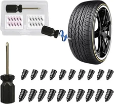 20pc Tire Repair Screws Kit | Rubber Nail Puncture Fix w/ Screwdriver (10S 10L)