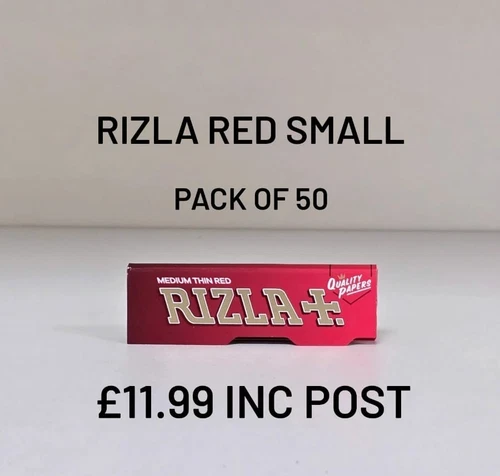 Genuine Rizla Red Small Standard Size Rolling Papers Pack of 50 Booklets