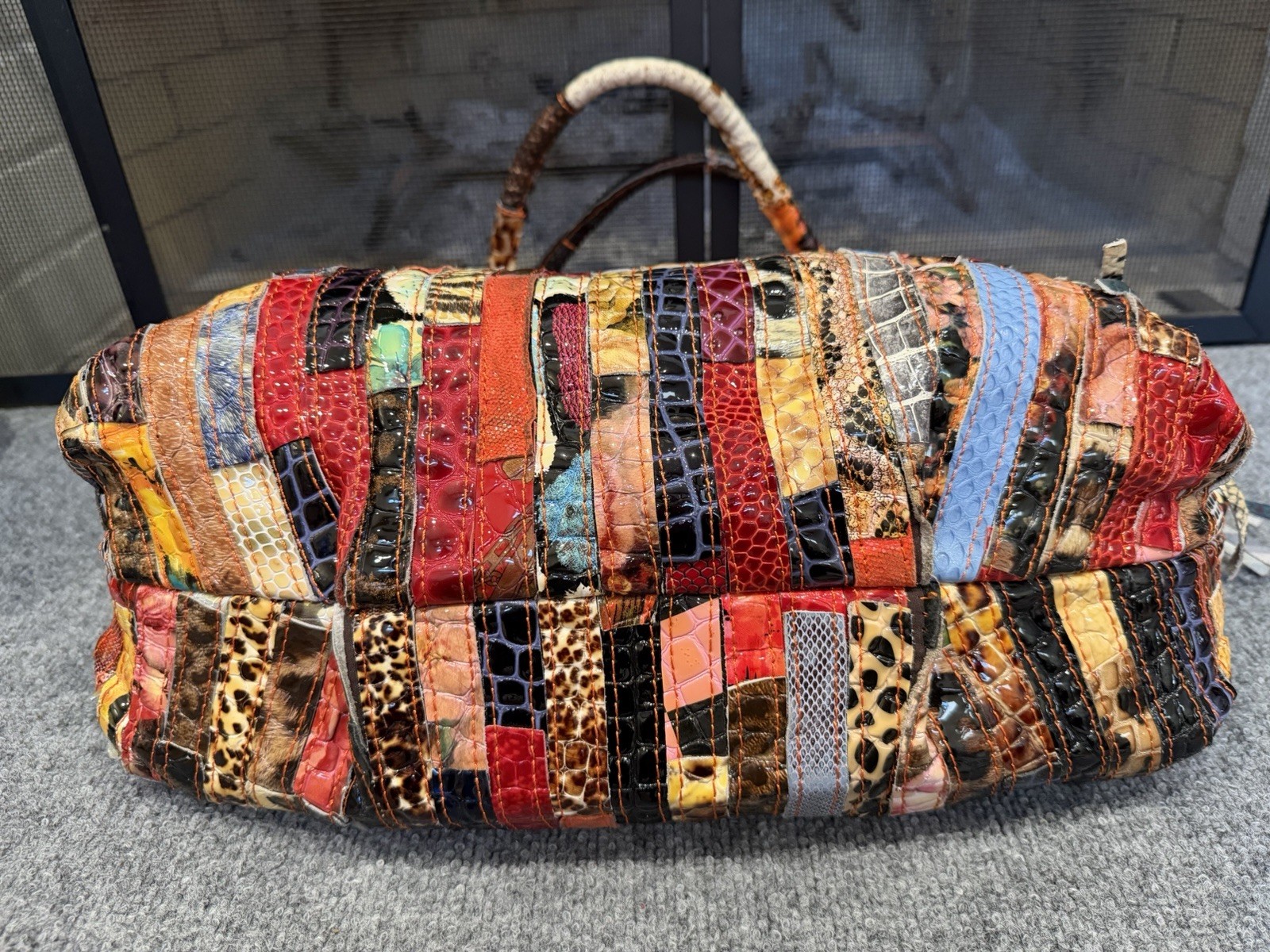 Multicolor Patchwork Patent Leather Distressed  1… - image 10