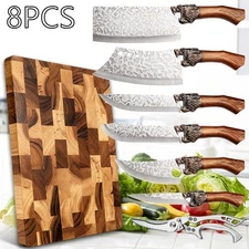 14PCS Damascus Steel Kitchen Knife Set with Block For Chef
