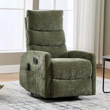 Green Fabric Recliner Chair with Massage, Heat, Rocker  Swivel