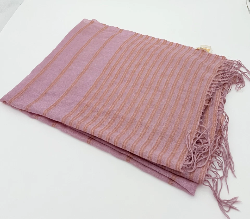 Brioni Pink and Gold Cotton/Cashmere Scarf - Excellent Condition! - Image 2 of 4