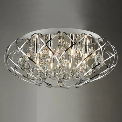 DAR Lighting DAV4850 Riya Deckenleuchte mit 8 Leuchten Kristall & Chrom poliert
