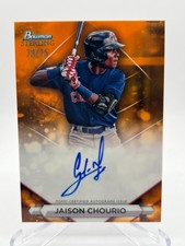 2023 BOWMAN STERLING JAISON CHOURIO 73/75 ORANGE AUTOGRAPH NO. PA-JCO GUARDIANS