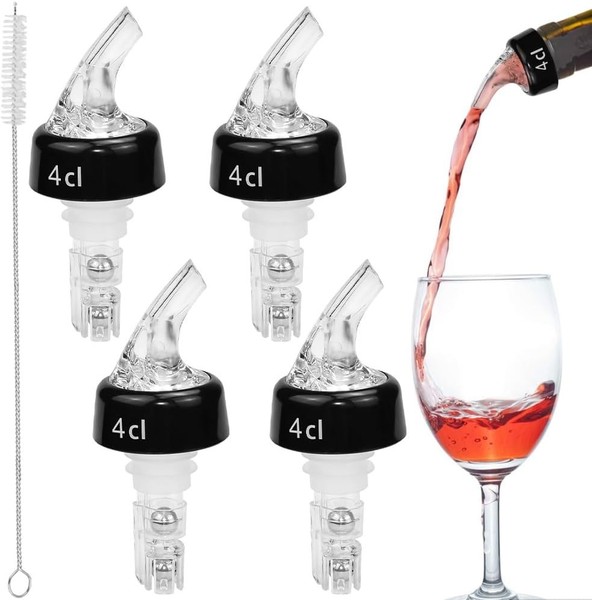 FlaschenausgießEr 4Cl 4 StüCk Dosierer FüR Spirituosen Mit BüRste Bar ZubehöR-image