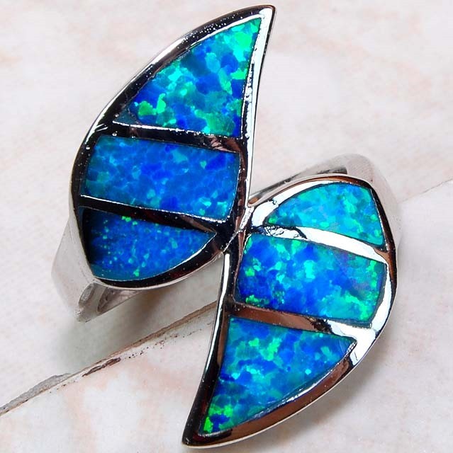 Australian Opal Inlay 925 Solid Sterling Silver Ring Jewelry Sz 7 GA3-4