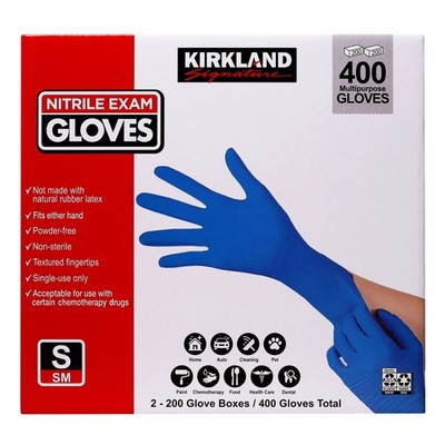 Kirkland Signature Nitrile Exam Multi-Purpose Gloves, 400ct  SMALL