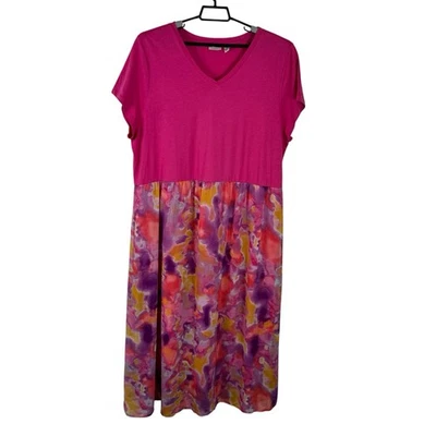 LOGO Lori, Goldstein women’s XL maxi dress jersey chiffon pink - Image 1 of 4