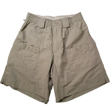 Aftco Shorts Mens 30 Beige Fishing Cargo Performance Elastic Waist Nylon Outdoor