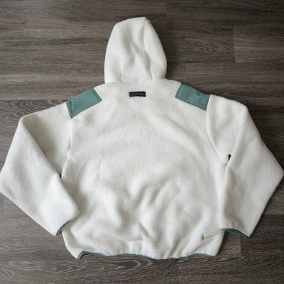 Nike ACG Sherpa Fleece Hoodie White Green Pullover Thermal Outdoor