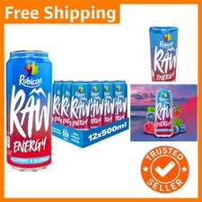 Boost Your Day with RAW 12 Pack Raspberry & Blueberry Energy Drinks, 20% Juice
