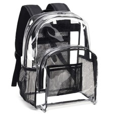Vorspack Clear Backpack Heavy Duty PVC Transparent Backpack with Reinforced Stra