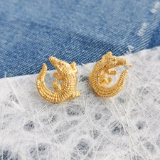 Julie Vos Alligator Stud Earrings Gold