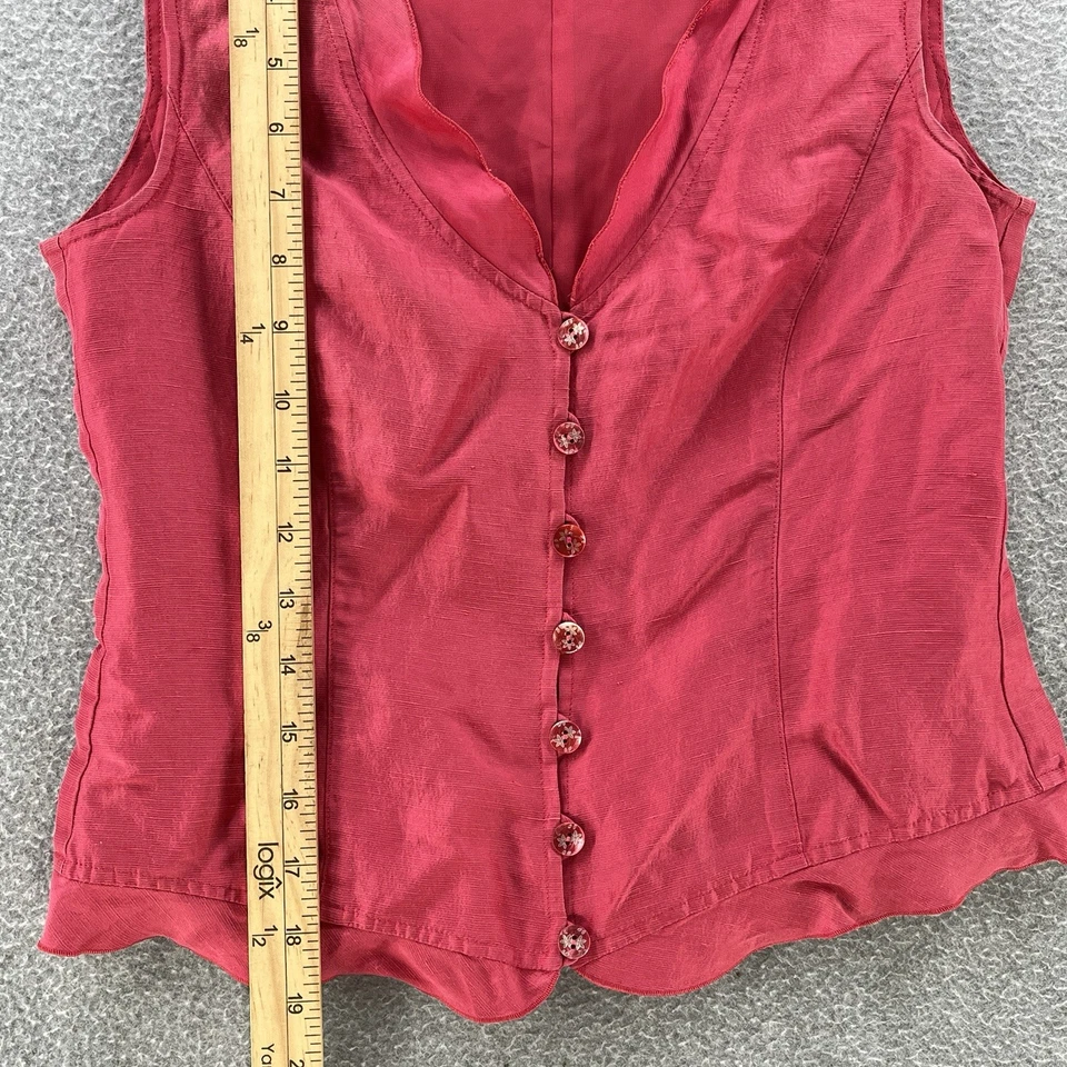 Blusa mujer Armani Collection talla 2 rosa seda mezcla lino camisa sin mangas Foto 4 de 4