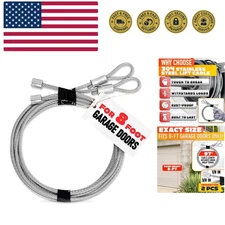 Garage Door Cables for 8 ft Door – 9 ft 7 inch Long, Heavy-Duty 304 Steel Gal...