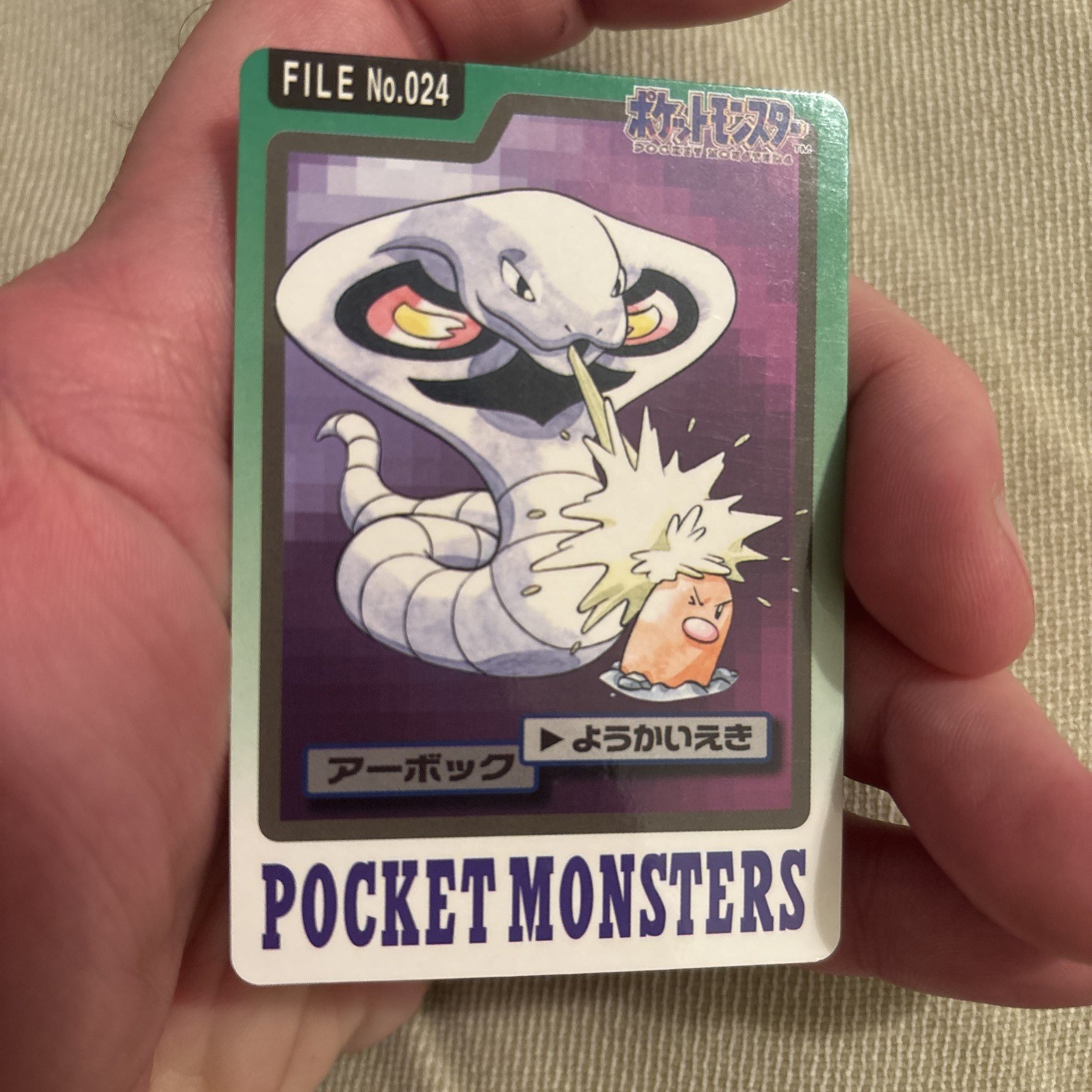 Arbok File No. 024 Carddass Japanese Pokemon Pocket Monsters 1997 Glossy LP
