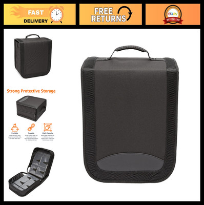 Portable CD/DVD Storage Binder, 400 Capacity, Polyester with Handle - Black