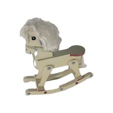 Doll Size Wooden Rocking Horse Pony White Yarn Mane And Tail 10 x 11 inch