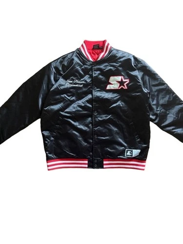 Starter Black Satin Bomber Jacket 2XL - product listing photo