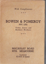 memorabilia ,BOWEN & POMEROY , TIMBER MERCHANTS CATALOGUE , MELBOURNE c1937