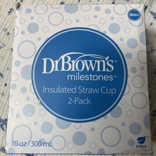 Dr. Brown's Milestones insulated Cup 10oz Pack of 2 with Handles, 12m Grn