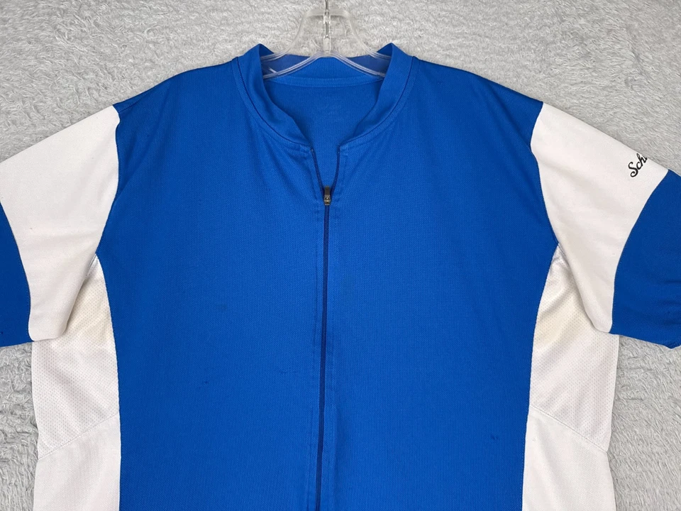 Schwinn Cycling Jersey Adult 2XL XXL White Blue Full Zip Short Sleeve Pockets - Image 4 of 4
