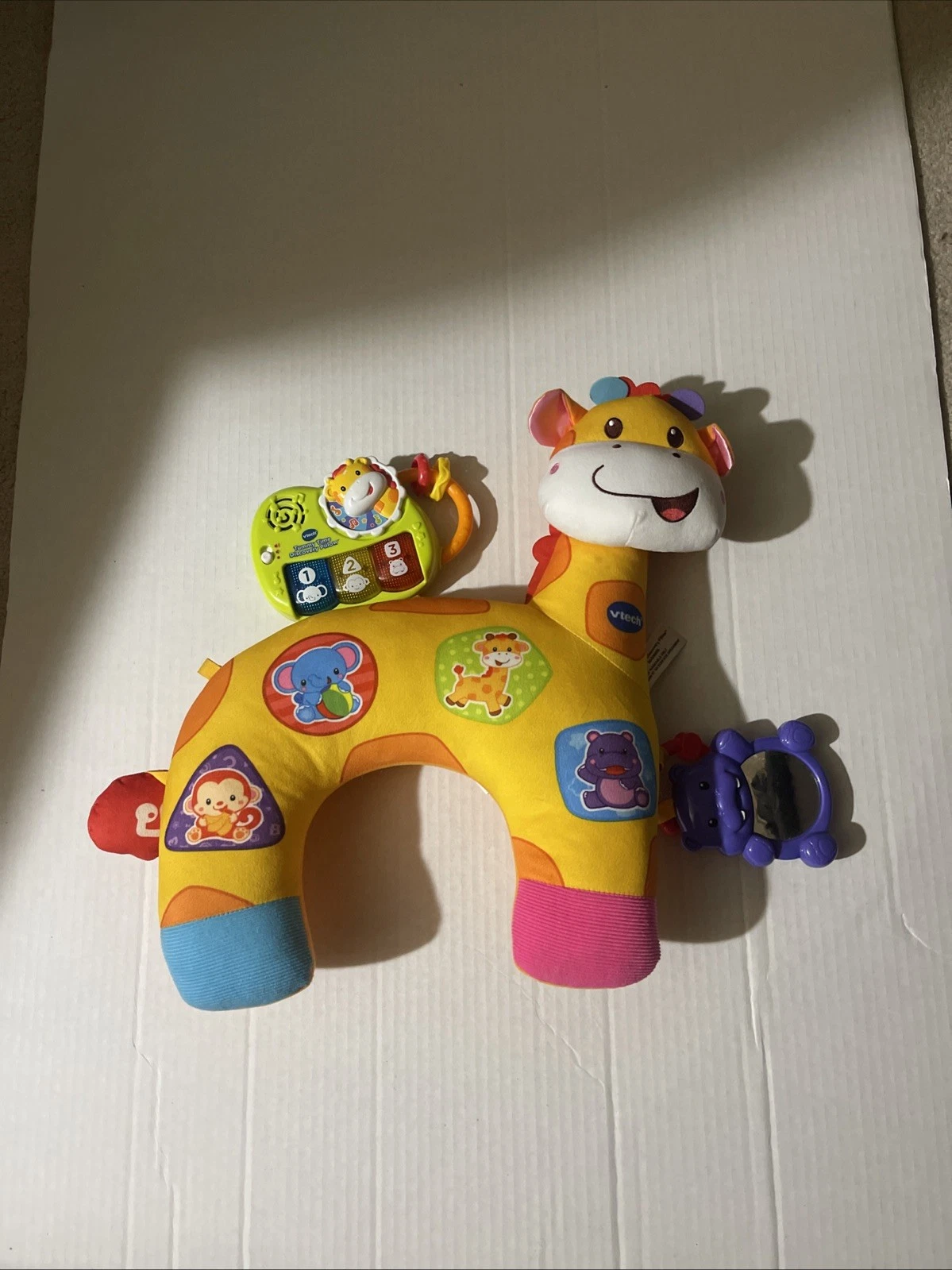 Vtech Tummy Time Discovery Pillow Baby Giraffe Learning Toy Infant Works Music b