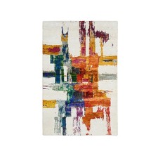 3'x5' Colorful Modern Abstract Motifs Wool and Silk Hand Knotted Rug R64680