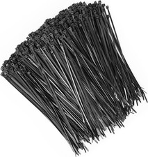 1000 PCS Cable Ties, 8 Inch, Black, Cord Strap, Self-Locking, Indoor Outdoor