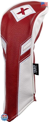 Izzo Premium Fairway Wood Headcover Maroon White PU Leather Golf - Foto 1 di 3