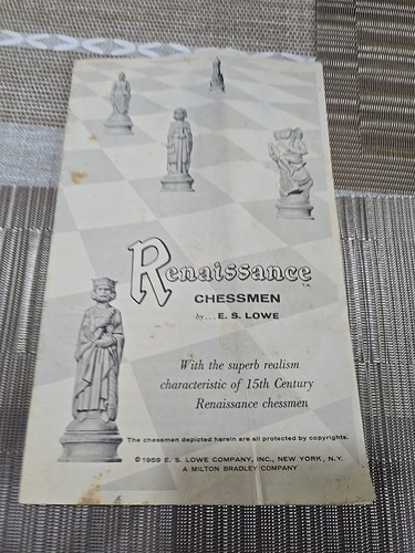 1959 Chess booklet RENAISSANCE CHESSMEN ~ E.S. Lowe ~ Instruction Manual - Picture 2 of 8