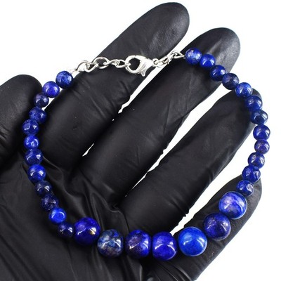 Exklusives schönes Armband Lapislazuli runde Form 72,00 kt Perlen RK 38E770