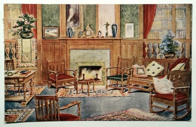 #ad #ad 1913 Postcard Portland ME Living Room Scene Oren Hooper#x27;s Sons Furniture Repair $14.99
